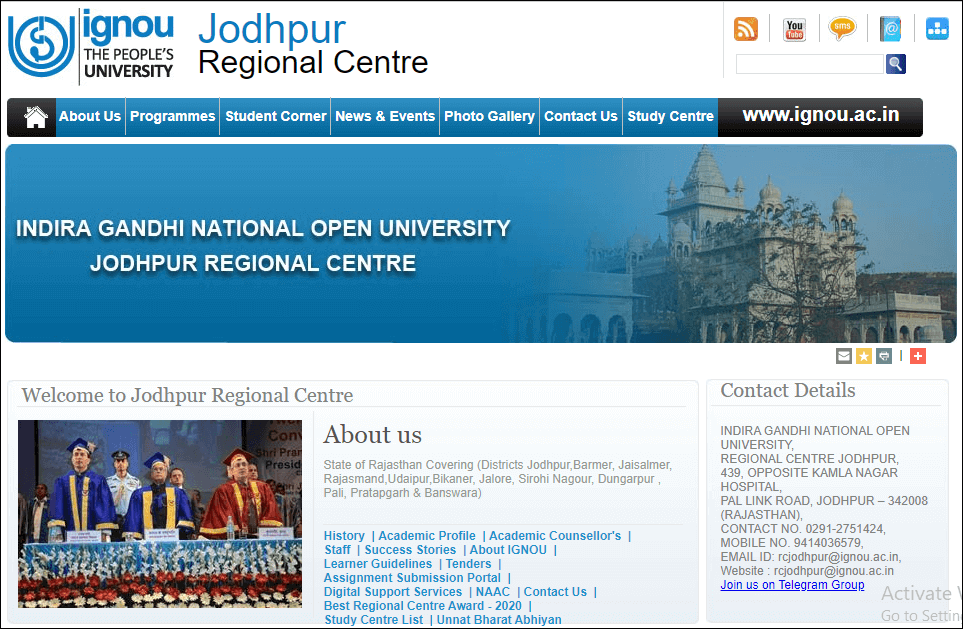 Ignou Jodhpur Regional Centre