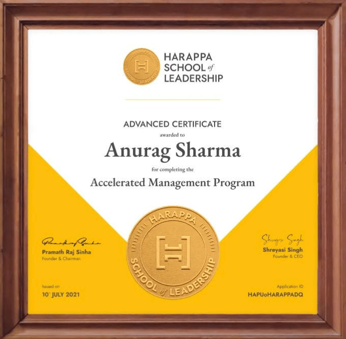 Harappa School of Leadership Online Sample Certificate