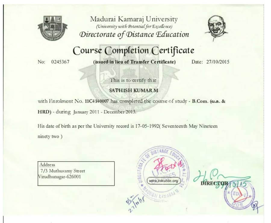 madurai-kamaraj-university-sample-certificate